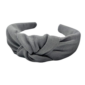 Gray Linen Knotted Headband