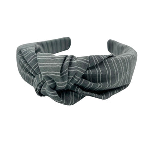 Sage Gray Stripe Knotted Headband