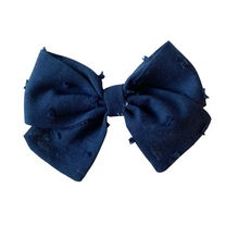 Load image into Gallery viewer, Navy Swiss Dot- Classic Baby Bow

