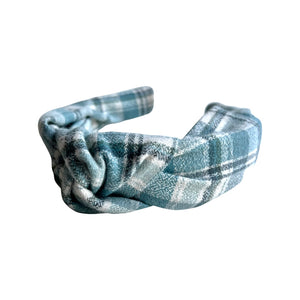 Cozy Mint Flannel Knotted Headband