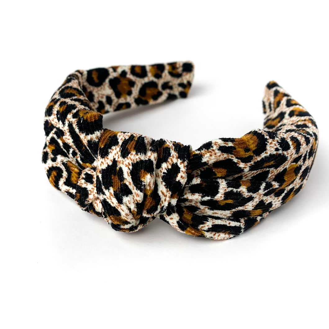 Cheetah Corduroy Knotted headband