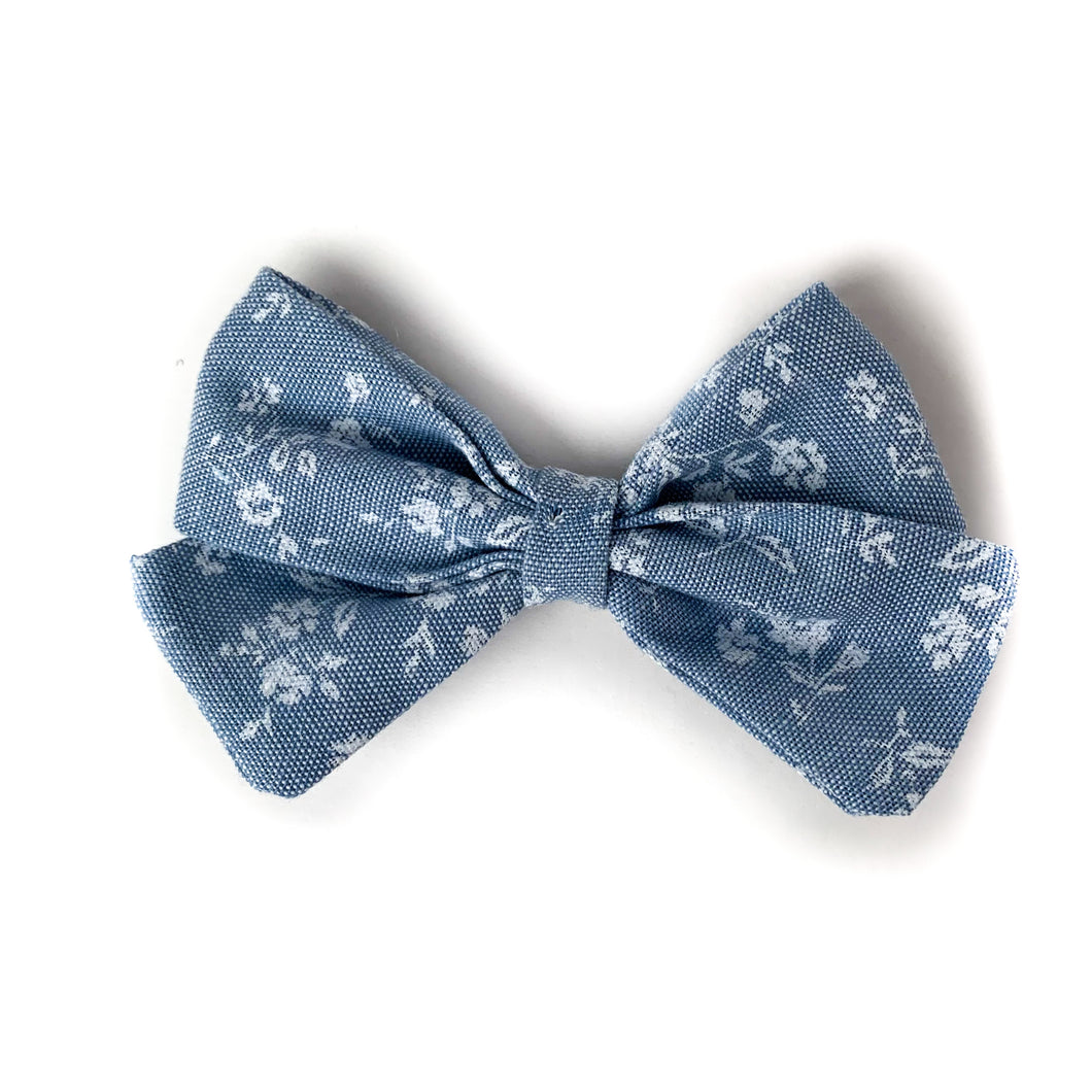 Floral Chambray Bow
