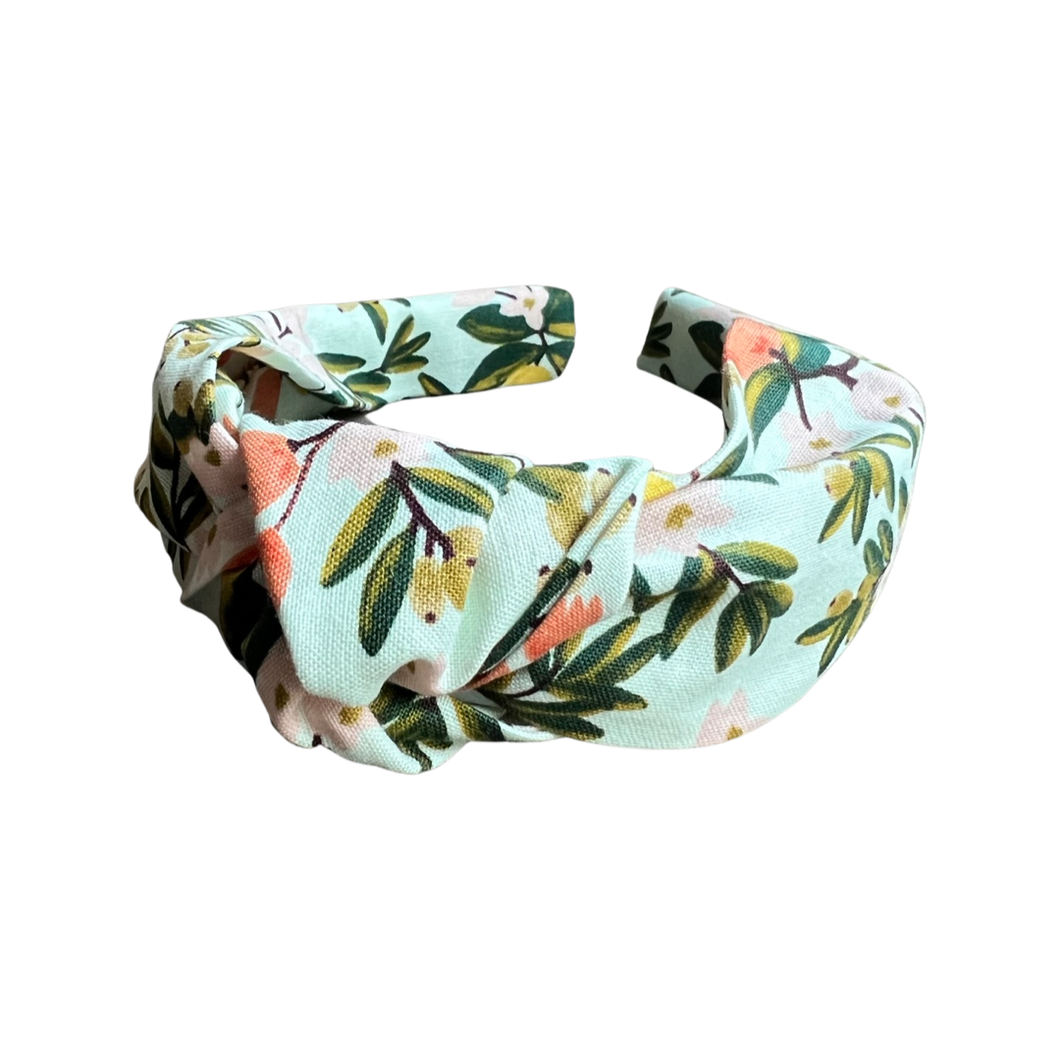 Mint Citrus Floral Knotted Headband