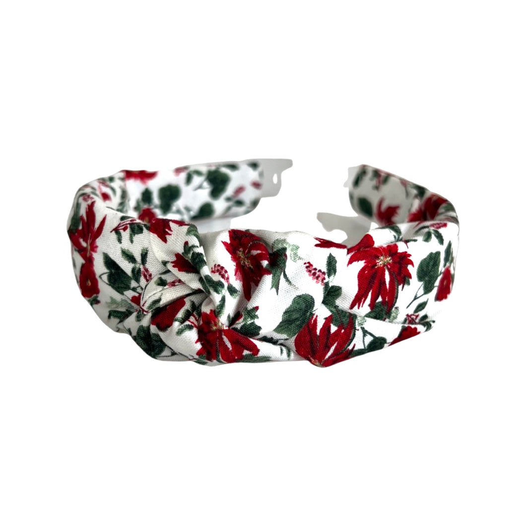 Painted Poinsettias Knotted Headband