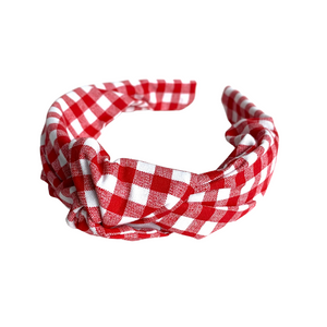 Red Gingham Knotted Headband