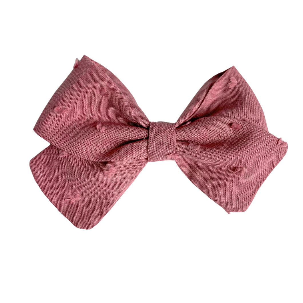 Rose Swiss Dot - Classic Baby Bow