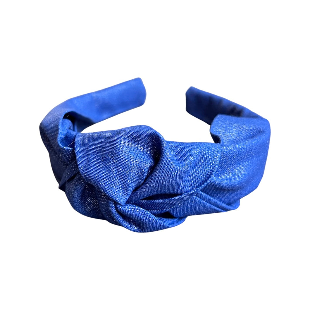 Blue Shimmer Cotton Knotted Headband