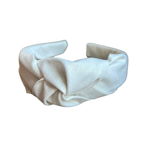 White Shimmer Cotton Knotted Headband