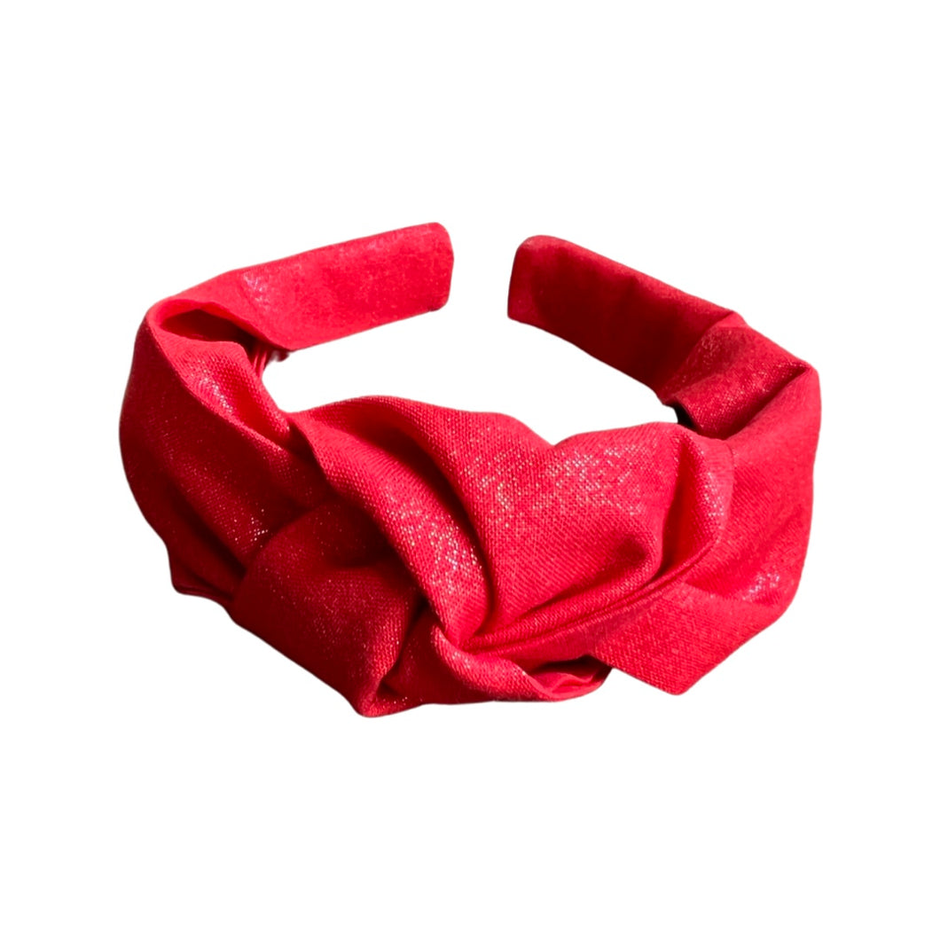 Red Shimmer Cotton Knotted Headband