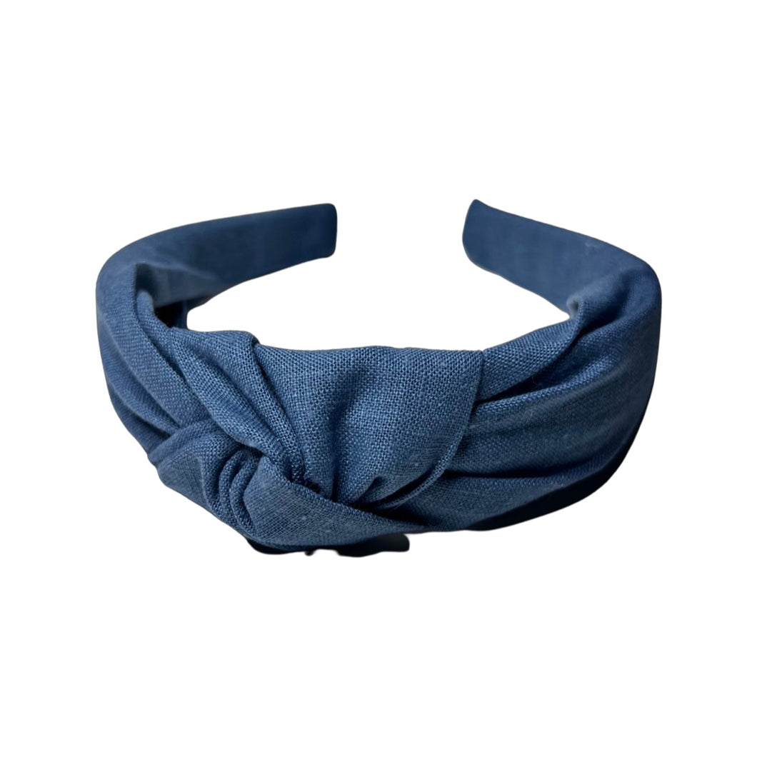 Dusty Blue Linen Knotted Headband